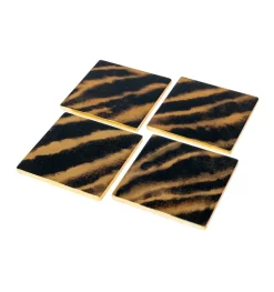 Go Wild Set Of 4 Lacquer Coasters - 4" Diameter