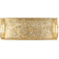 Gold & Silver Leaf Lacquer Bar Tray - 1 Each