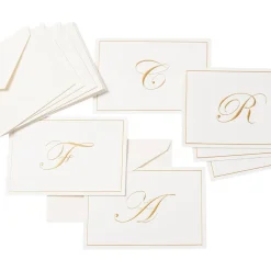 Gold Embossed Single Initial Boxed Note Cards - 8 Note Cards & 8 Envelopes