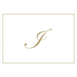 Gold Embossed Single Initial Boxed Note Cards - 8 Note Cards & 8 Envelopes