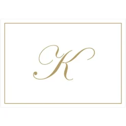 Gold Embossed Single Initial Boxed Note Cards - 8 Note Cards & 8 Envelopes