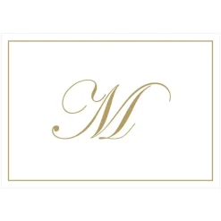 Gold Embossed Single Initial Boxed Note Cards - 8 Note Cards & 8 Envelopes