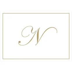 Gold Embossed Single Initial Boxed Note Cards - 8 Note Cards & 8 Envelopes