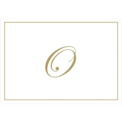 Gold Embossed Single Initial Boxed Note Cards - 8 Note Cards & 8 Envelopes