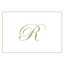 Gold Embossed Single Initial Boxed Note Cards - 8 Note Cards & 8 Envelopes