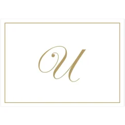 Gold Embossed Single Initial Boxed Note Cards - 8 Note Cards & 8 Envelopes
