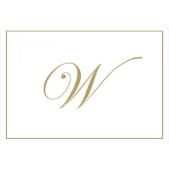 Gold Embossed Single Initial Boxed Note Cards - 8 Note Cards & 8 Envelopes