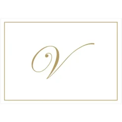 Gold Embossed Single Initial Boxed Note Cards - 8 Note Cards & 8 Envelopes