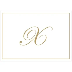 Gold Embossed Single Initial Boxed Note Cards - 8 Note Cards & 8 Envelopes
