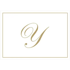 Gold Embossed Single Initial Boxed Note Cards - 8 Note Cards & 8 Envelopes