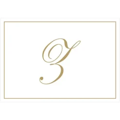 Gold Embossed Single Initial Boxed Note Cards - 8 Note Cards & 8 Envelopes