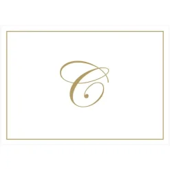 Gold Embossed Single Initial Boxed Note Cards - 8 Note Cards & 8 Envelopes