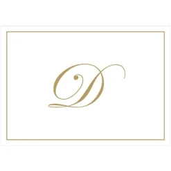 Gold Embossed Single Initial Boxed Note Cards - 8 Note Cards & 8 Envelopes