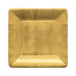 Gold Leaf Square Paper Salad & Dessert Plates - 8 Per Package