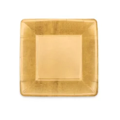 Gold Leaf Square Paper Salad & Dessert Plates - 8 Per Package