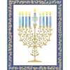 Gold Leaves Menorah foil Personalized Christmas Cards