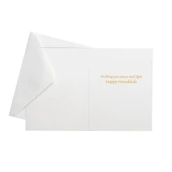 Gold Leaves Menorah Foil Classic Boxed Christmas Cards - includes 10 cards & envelopes
