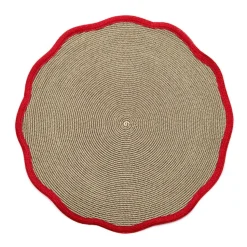 Gold 2-Tone Luxe Border Round Scallop in Holiday Red - 1 Each