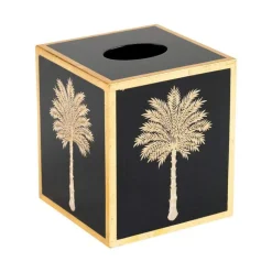 Grand Palms Lacquer Tissue Box Cover in Black - 1 Each