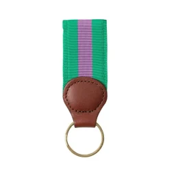 Green & Purple Key Ring with Leather Trim