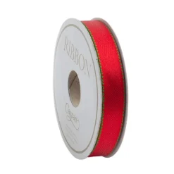 Green & Red Reversible Satin Unwired Ribbon - 9 Yard Spool