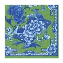 Green And Blue Plate Luncheon Napkins - 20 Per Package