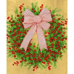 Greenery And Berry Wreath With Bow Petite Boxed Christmas Cards - includes 15 cards & envelopes