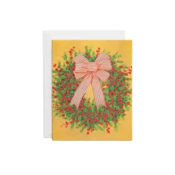 Greenery And Berry Wreath With Bow Petite Boxed Christmas Cards - includes 15 cards & envelopes