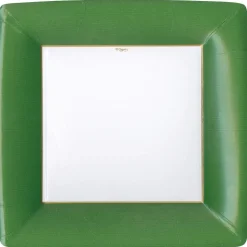 Grosgrain Paper Dinner Plates in Hunter Green - 8 Per Package