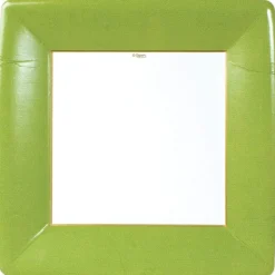 Grosgrain Square Paper Dinner Plates in Moss Green - 8 Per Package