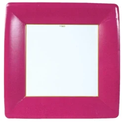 Grosgrain Square Paper Dinner Plates in Rose - 8 Per Package