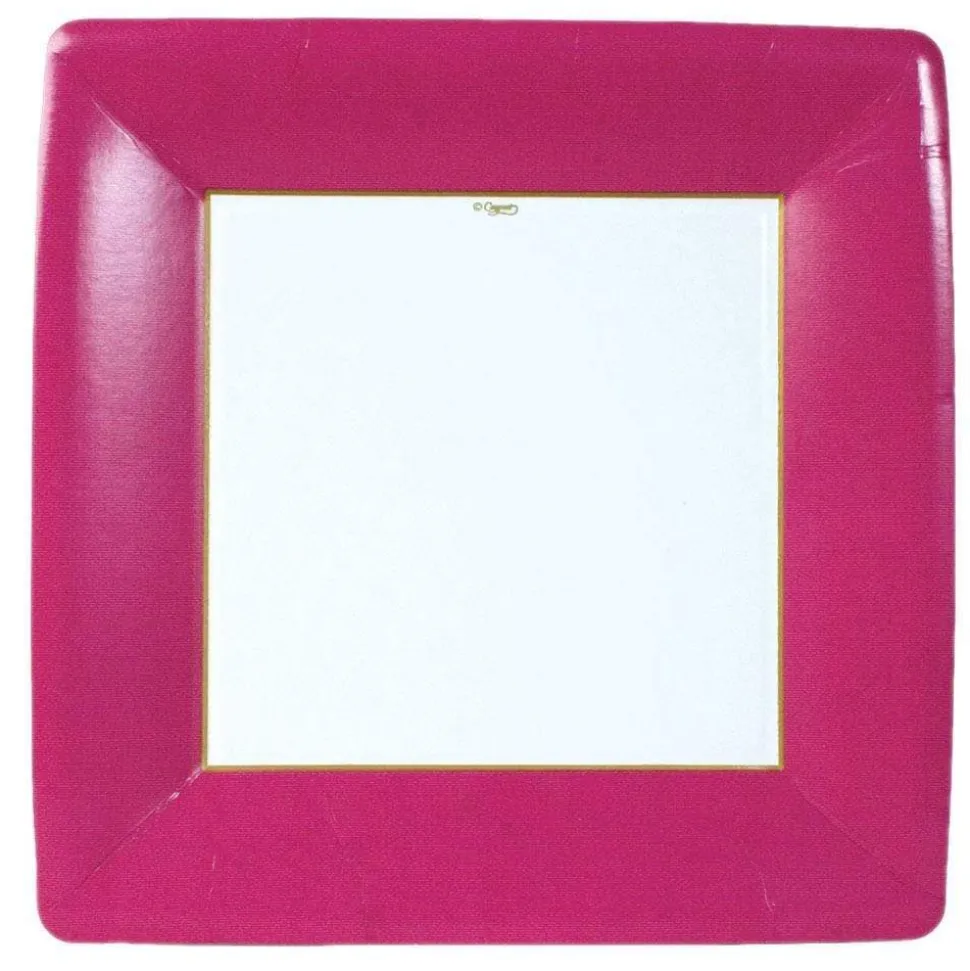 Grosgrain Square Paper Dinner Plates in Rose - 8 Per Package