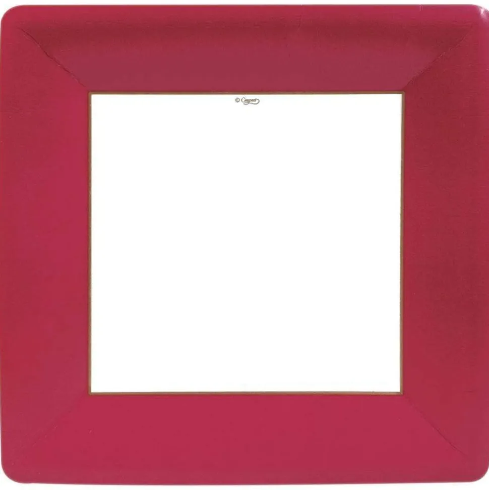 Grosgrain Square Paper Dinner Plates in Red - 8 Per Package