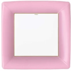 Grosgrain Square Paper Dinner Plates in Light Pink - 8 Per Package