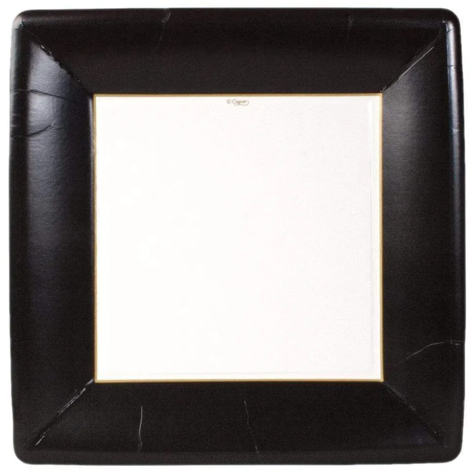 Grosgrain Square Paper Dinner Plates in Black - 8 Per Package