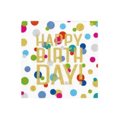 Happy Birthday Confetti Paper Cocktail Napkins - 20 Per Package