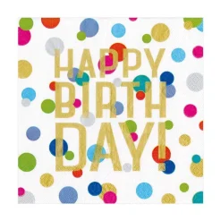 Happy Birthday Confetti Paper Luncheon Napkins - 20 Per Package