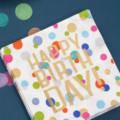 Happy Birthday Confetti Paper Luncheon Napkins - 20 Per Package