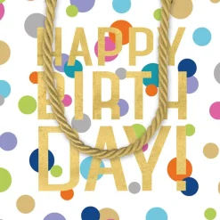 Happy Birthday Confetti Small Square Gift Bag - 1 Each