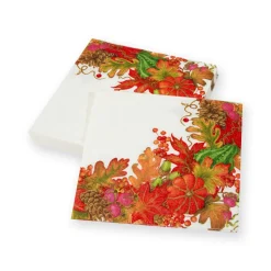 Harvest Garland White Luncheon Napkins - 20 Per Package