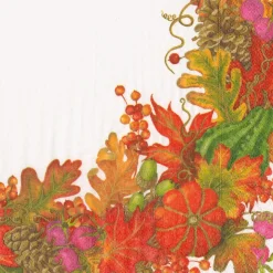 Harvest Garland White Napkin Dinner - 20 Per Package