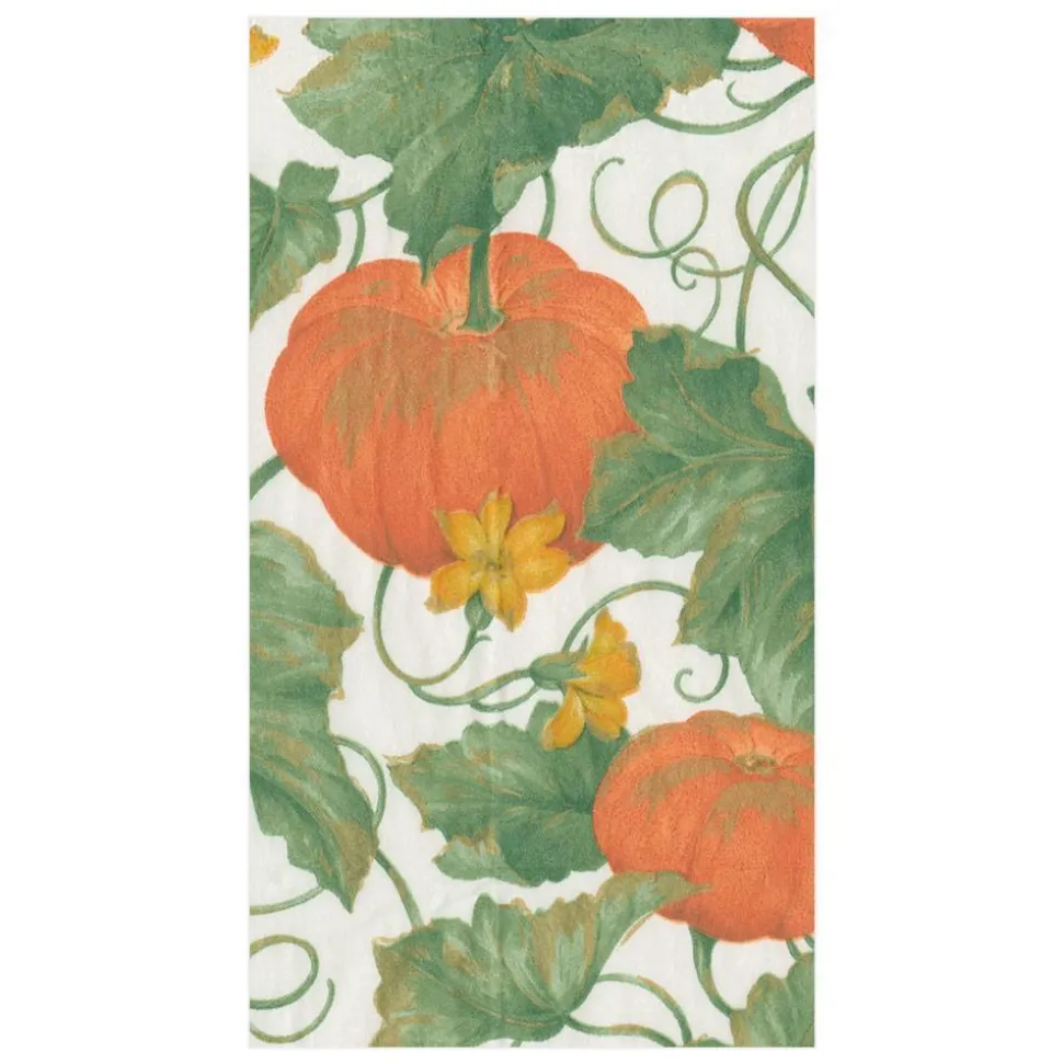 Heirloom Pumpkins Paper Guest Towel Napkins in Ivory & Orange - 15 Per Package