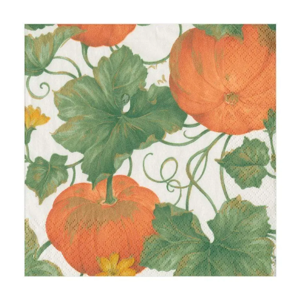 Heirloom Pumpkins Paper Luncheon Napkins in Ivory & Orange - 20 Per Package