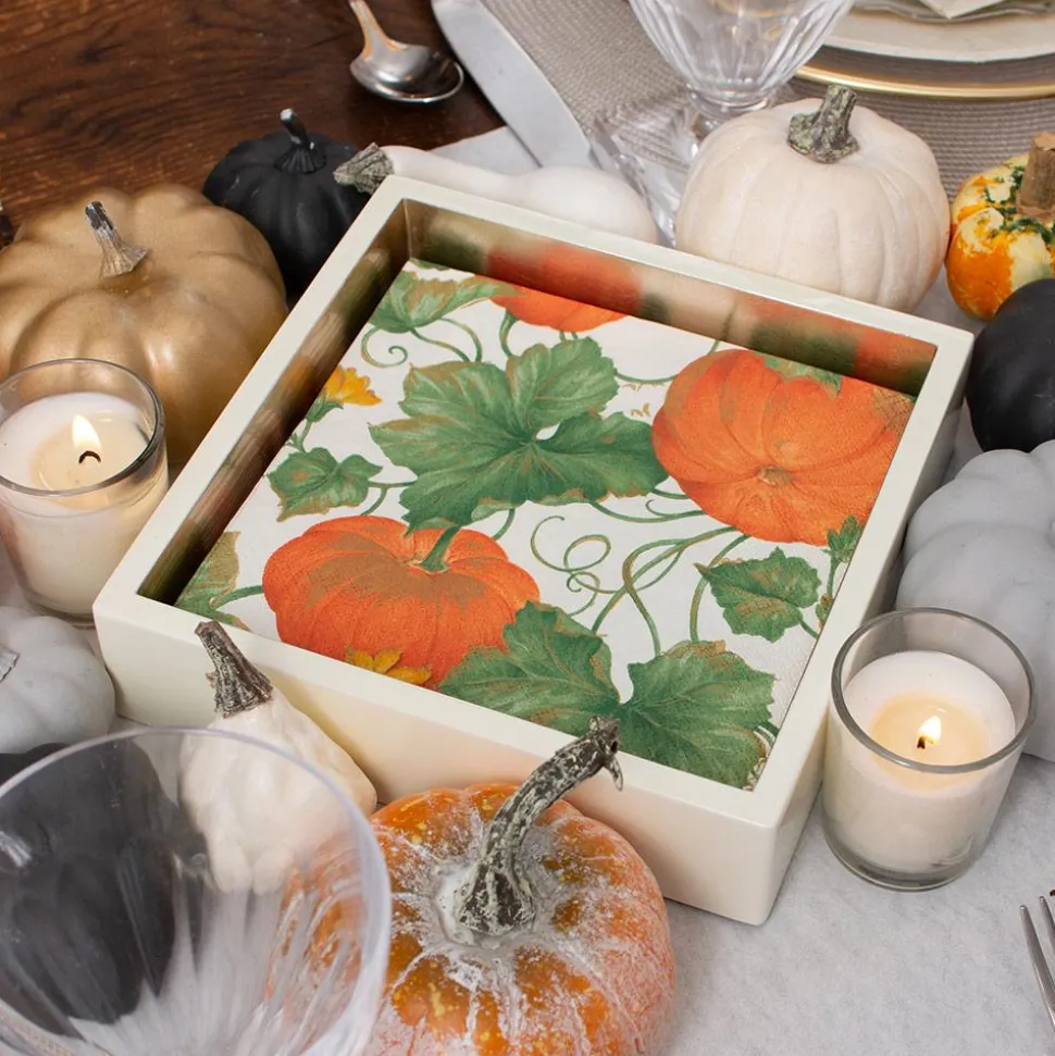 Heirloom Pumpkins Paper Luncheon Napkins in Ivory & Orange - 20 Per Package