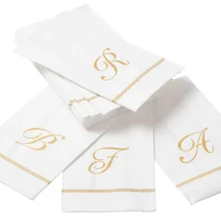 Hemstitch Script Single Initial Paper Guest Towel Napkins - 15 Per Package
