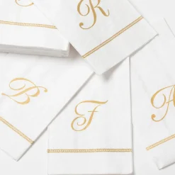 Hemstitch Script Single Initial Paper Guest Towel Napkins - 15 Per Package