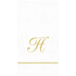 Hemstitch Script Single Initial Paper Guest Towel Napkins - 15 Per Package