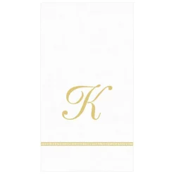 Hemstitch Script Single Initial Paper Guest Towel Napkins - 15 Per Package