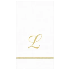 Hemstitch Script Single Initial Paper Guest Towel Napkins - 15 Per Package
