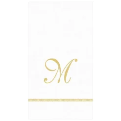 Hemstitch Script Single Initial Paper Guest Towel Napkins - 15 Per Package